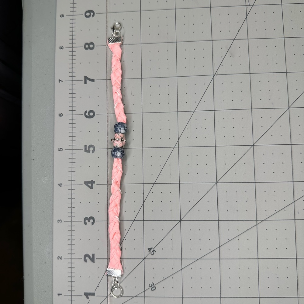 Hand Crafted Charming Pink and Gray Bracelet Set - Picture 8 of 9